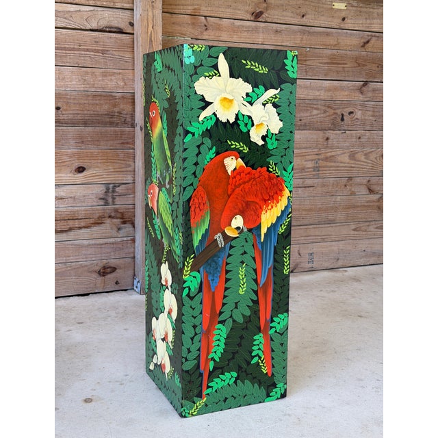 Vintage Hand-Painted Tropical Coastal Pedestal For Sale In Naples, FL - Image 6 of 12