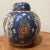 Exquisite Chinese porcelain covered ginger jar, hand-painted lidded pot featuring a vibrant cobalt-blue background with...