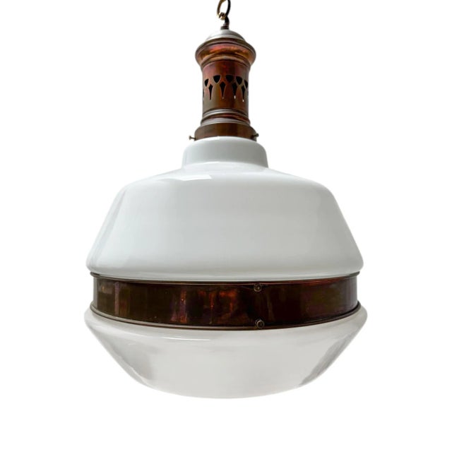 Large Arts & Crafts Pendant Light in the style of Peter Behrens, 1900s For Sale - Image 3 of 11