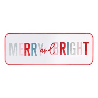 Metal Merry and Bright Sign 22"L For Sale