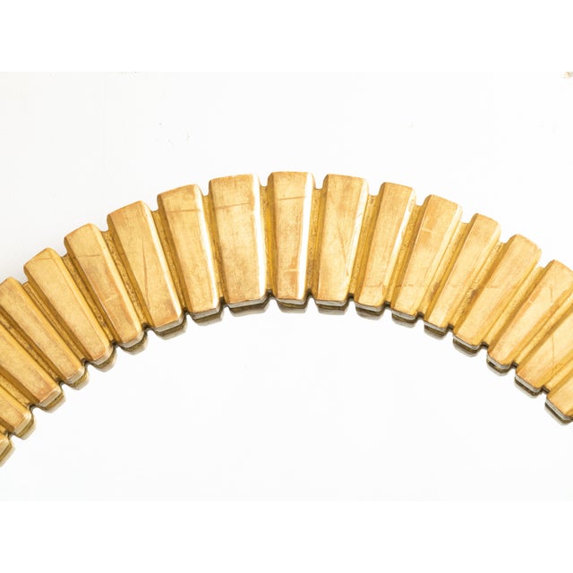 Mid 20th Century French Oval Midcentury Giltwood Mirror with Grooved Radiating Patterns For Sale - Image 5 of 7