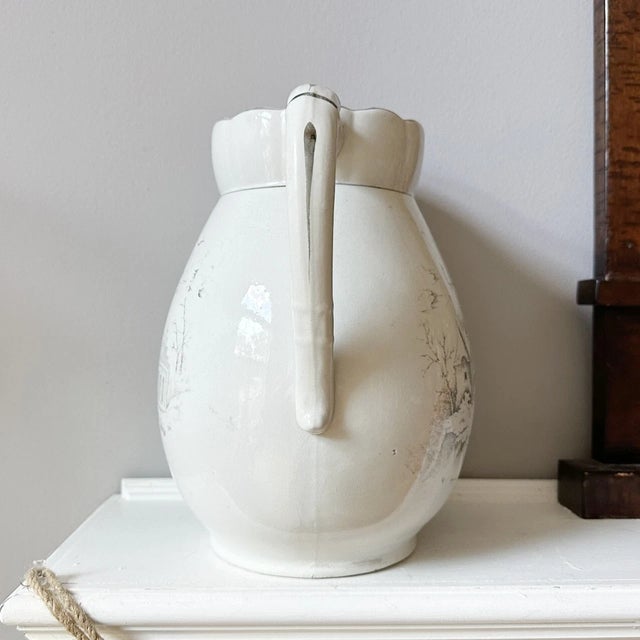 Large 1895 Antique Victorian Dresden Ironstone Creamware Pitcher -Rare Backstamp This is a large antique pitcher from the...