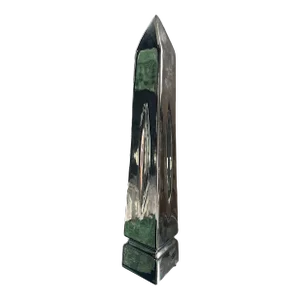 1980s Postmodern Silver-Tone Ceramic Obelisk