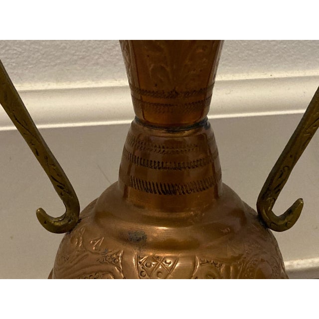 Metal Copper and Brass Vase Vessel For Sale - Image 7 of 8