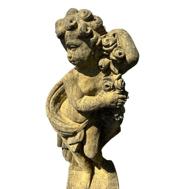 English Four Season Cherub Statues in Stone, Set of 4 For Sale - Image 11 of 18