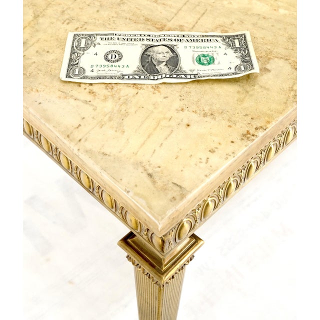 Square Solid Brass or Bronze Base Travertine Top Side End Occasional Table For Sale - Image 12 of 12