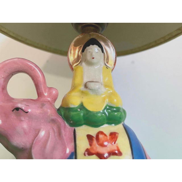 1940s Porcelain Elephant Lamp & Shade, C1940 For Sale - Image 5 of 18