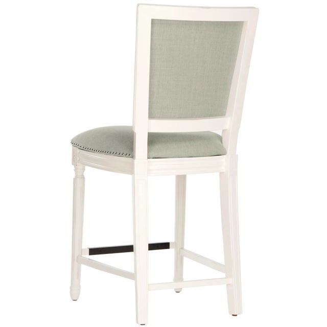 Counter Stool in Light Grey & Cream & Distressed White - a Pair For Sale In Philadelphia - Image 6 of 9