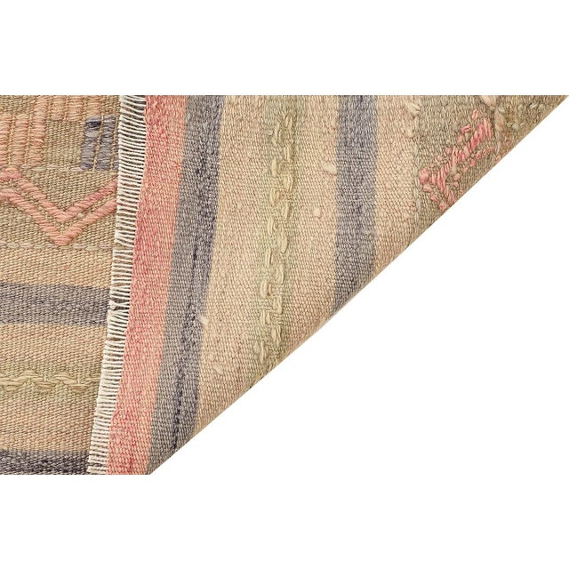 Mid 20th Century Mid 20th Century Faded Vintage Embroidered Kilim Rug For Sale - Image 5 of 7
