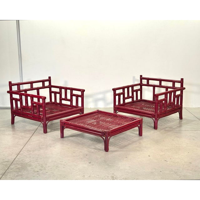 Bamboo Living Room Set from Vivai Del Sud, 1970s, Set of 3 For Sale - Image 4 of 10