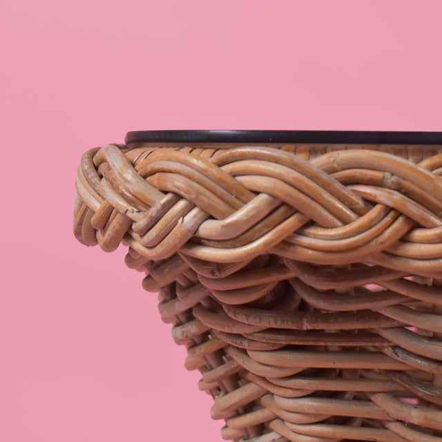 Pair of Braided Rattan Side Tables For Sale - Image 4 of 4