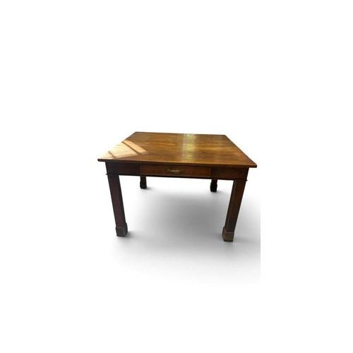 Wooden Table with Central Drawer and Brass Handle, Italy, 1950s For Sale - Image 10 of 10
