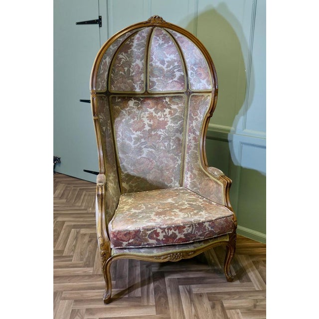 Wood Vintage Boudoir Chair in Velvet, 1920 For Sale - Image 7 of 8