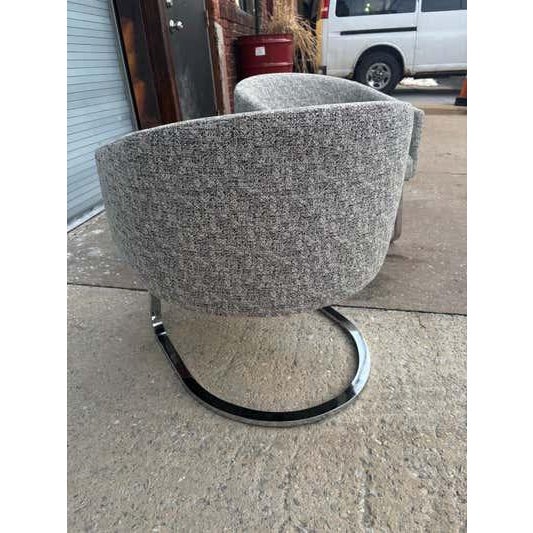 Mid-Century Modern Pair of Barrel Lounge Chairs Attributed to Pace Furniture, Chrome Bases, 1968 For Sale - Image 3 of 17