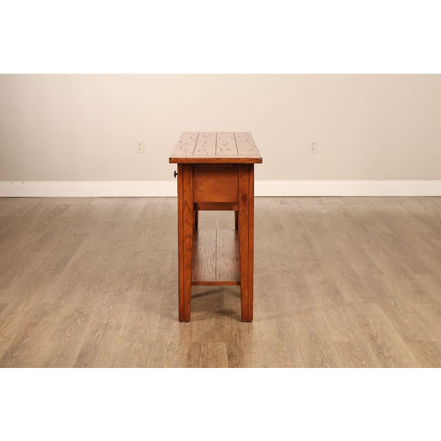 Broyhill Attic Heirlooms Country Style Oak Console Table For Sale - Image 10 of 15