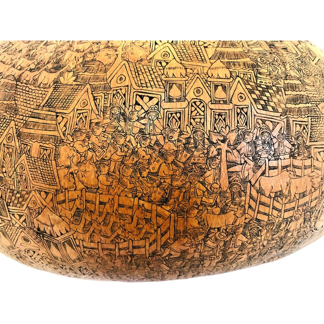 A Traditional Peruvian Storytelling Gourd Depicting Andean Village Life For Sale - Image 11 of 13