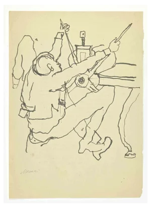 Mino Maccari, The Figure, Ink Drawing, 1950s