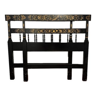 1970s Signed Black Hitchcock Headboards - a Pair For Sale