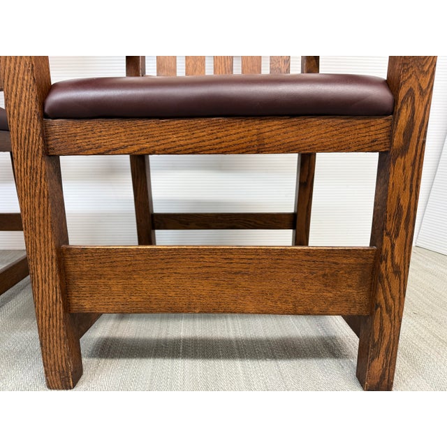 Arts & Crafts Mission Style Arm Chairs, Pair For Sale - Image 11 of 12
