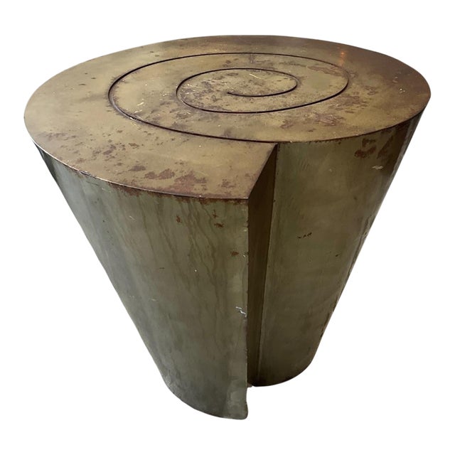 Vintage Brass Conical Table With Spiral Accent For Sale