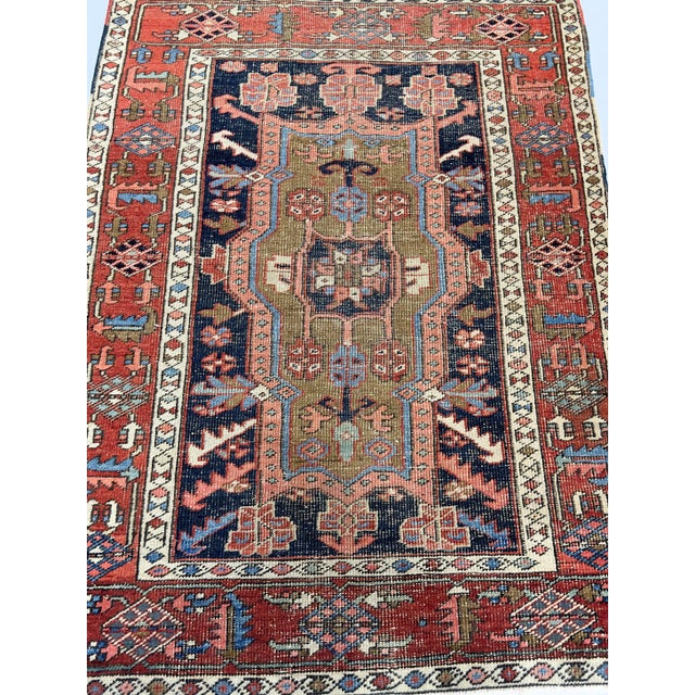 Antique Persian Heriz Rug 3'3" X 4’6" For Sale - Image 9 of 9