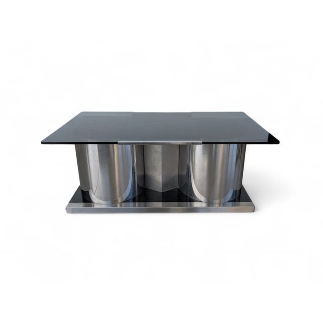 Vintage Rectangular Smoked Glass Coffee Table by Francois Monnet, 1970s For Sale - Image 10 of 10