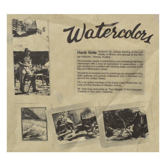 1970s 1970s Mountain River Watercolor Landscape by Henry Hank Volle For Sale - Image 5 of 6