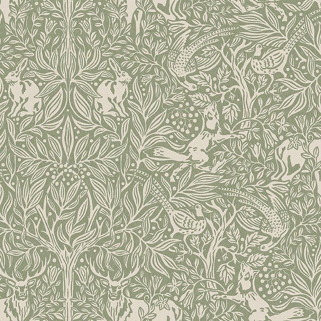 SAMPLE - Boråstapeter Under The Elder Tree Wallpaper In Sage For Sale