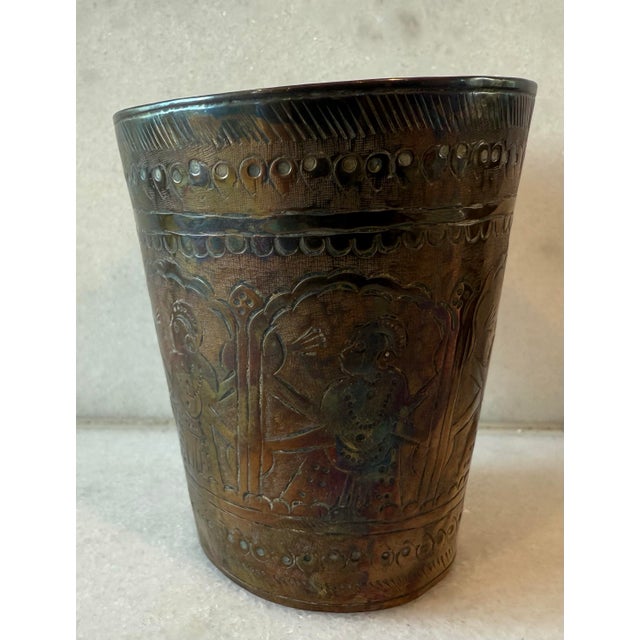 Pair of Vintage Handmade Brass Lassi Cups For Sale In Austin - Image 6 of 10