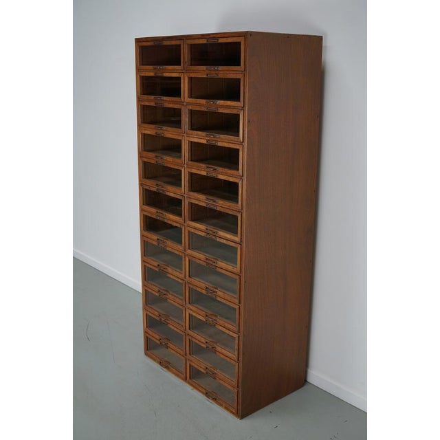 Vintage Dutch Oak Haberdashery Shop Cabinet, 1930s For Sale - Image 3 of 15