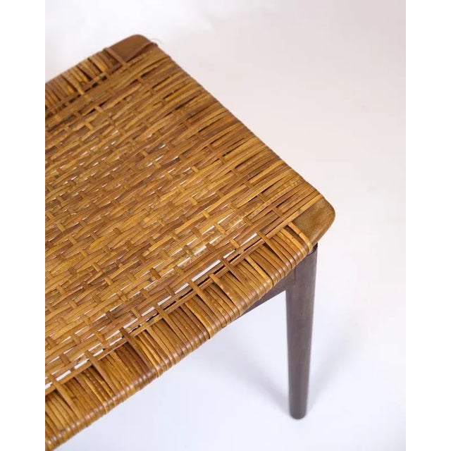 Wicker Stool in Teak by Sigfred Omann for Ølholm Furniture Factory, 1960s For Sale - Image 3 of 11
