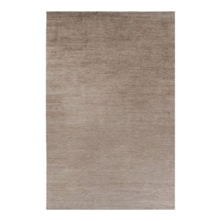 Rug & Kilim’s Oversized Modern Textural Rug in Brown, White and Beige Striae - 13x20 For Sale