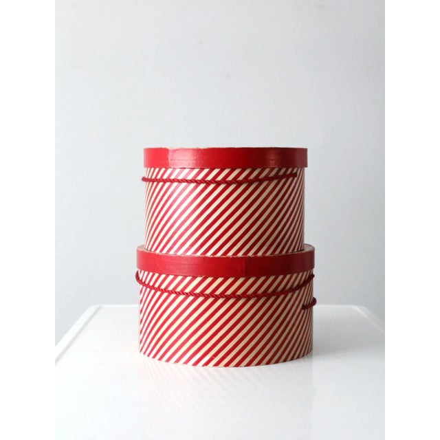 Vintage Candy Cane Stripe Hat Boxes Pair For Sale - Image 12 of 13