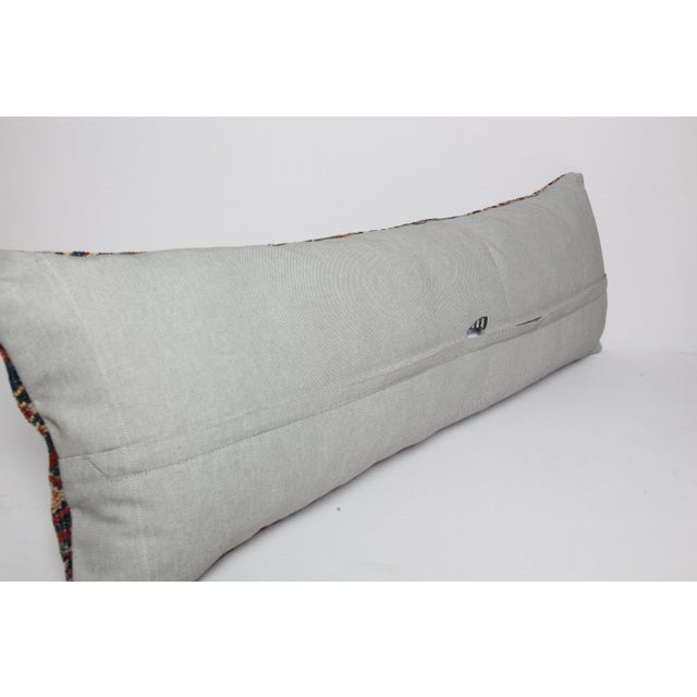 Authentic Persian Rug Cushion Cover – Hand Knotted Wool on Cotton Pillow Case -14'' X 42'' For Sale In Tampa - Image 6 of 10