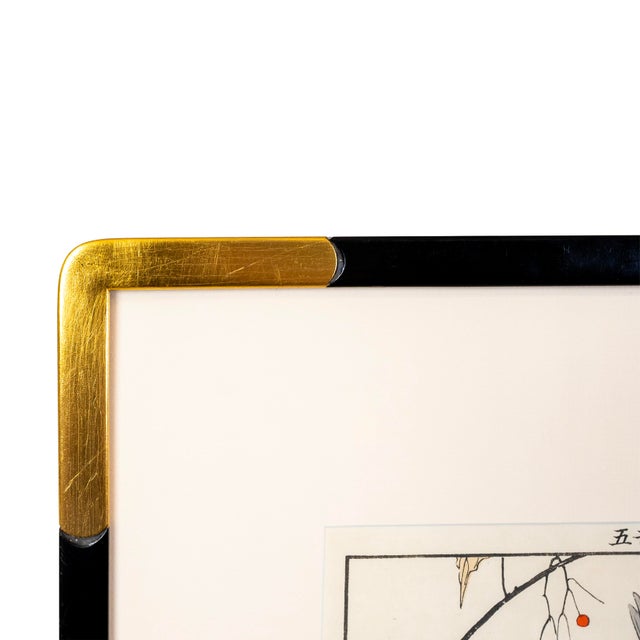 Set of Six Imao Keinen Japanese Woodblock Prints of Birds, C. 1891 – Gilt Decorated Frames For Sale - Image 11 of 16