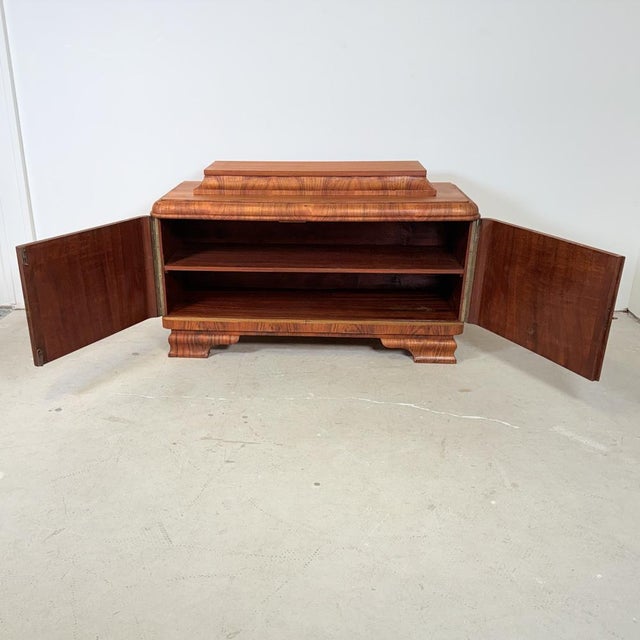 Wood Vintage Art Deco-Style Walnut Sideboard, 1950s For Sale - Image 7 of 13