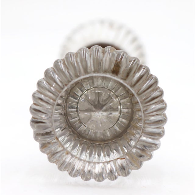 Vintage Fluted Glass & Brass Passage Door Knob Set For Sale - Image 4 of 10