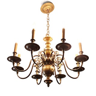Antique Dutch Bronze Chandelier For Sale