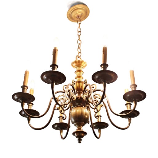 Antique Dutch Bronze Chandelier For Sale