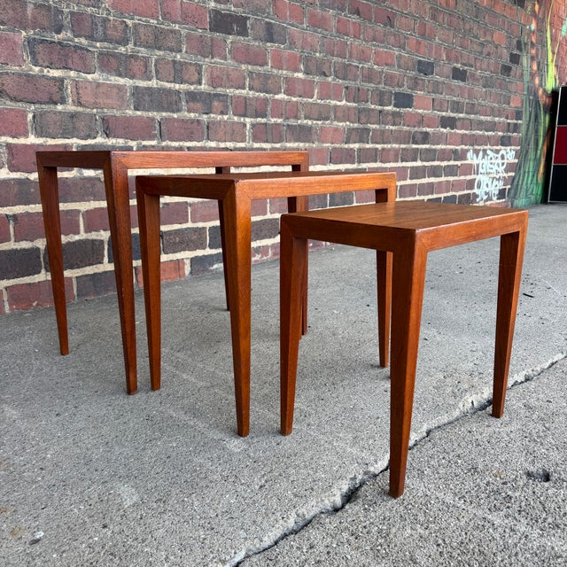 Wood Severin Hansen Jr. Danish Modern Teak Nesting Tables for Haslev, Set of 3 For Sale - Image 7 of 12