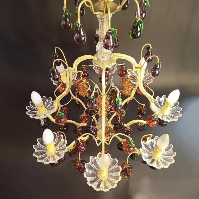 Chandelier 8 Lights with Glass Fruits For Sale - Image 3 of 8