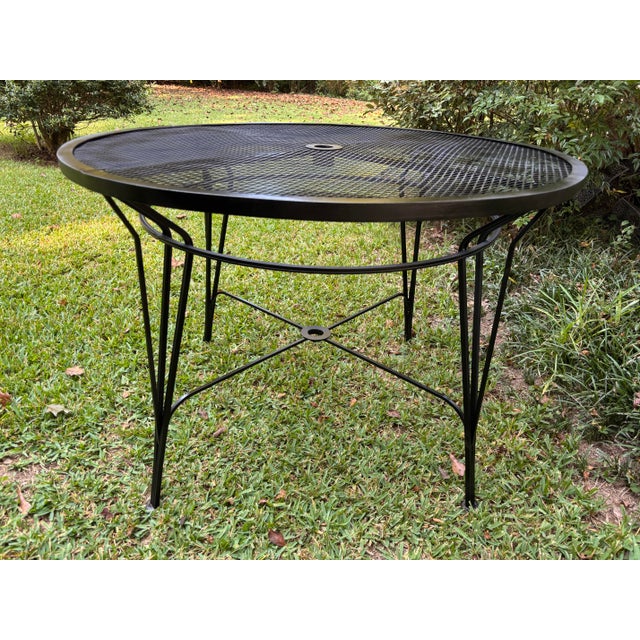 recently sandblasted, primed, painted and sealed to withstand the elements... 42 inches in diamete. iconic atomic iron...