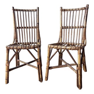 Vintage Italian Bamboo Chairs from Gino & Giada, Set of 2 For Sale