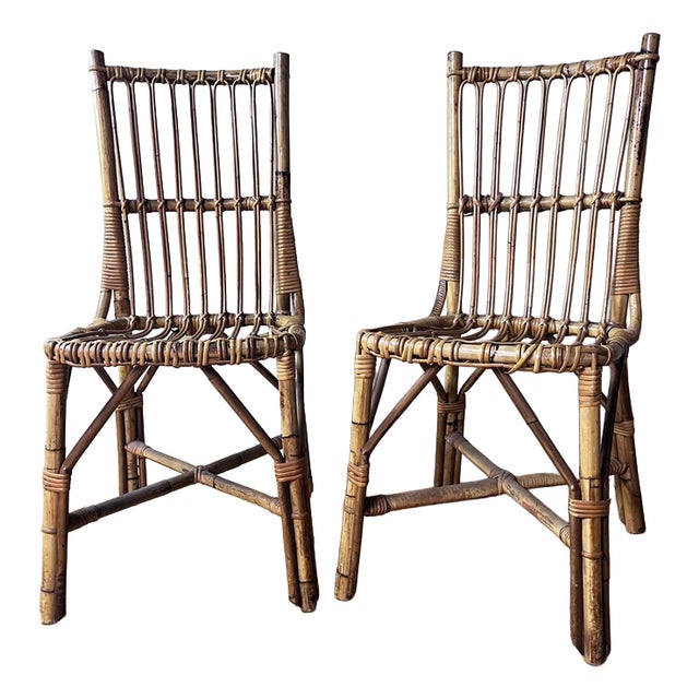 Vintage Italian Bamboo Chairs from Gino & Giada, Set of 2 For Sale