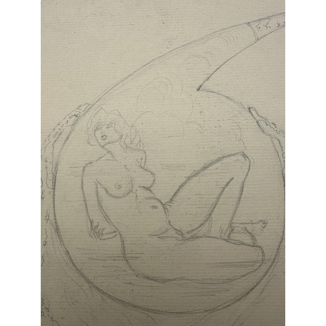 Carl Heinz Berberich, Nude, Devil Fries the Naked Vulva in the Glass Flask of Sin to…, Pencil on Paper For Sale - Image 10 of 13