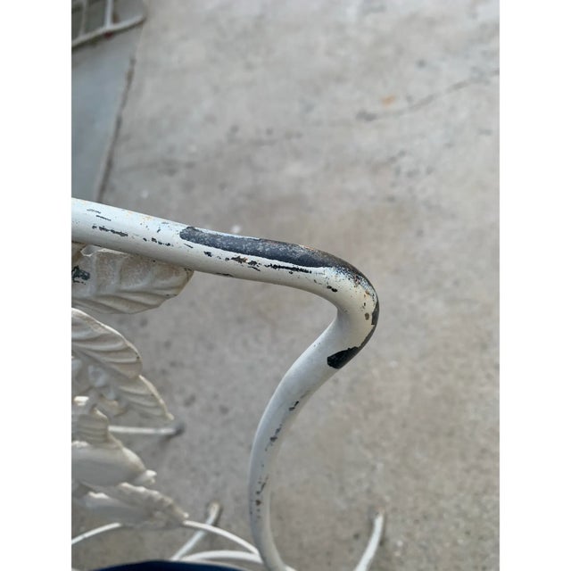 Vintage Woodard Attributed Wrought Iron Patio Dining Table & Chairs Pomegranate 7 Pc Set For Sale - Image 14 of 15