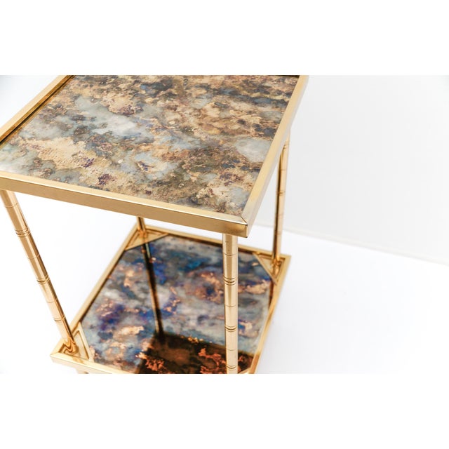 Metal Italian Hollywood Regency Brass and Bamboo Side Table, 1960s For Sale - Image 7 of 9