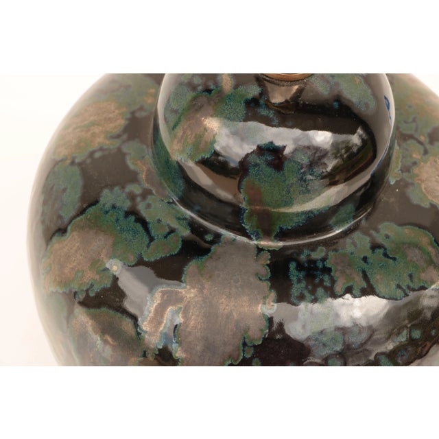 Metal Oil Slick Verdigris & Black Table Lamp For Sale - Image 7 of 9