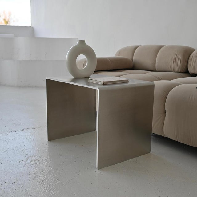 Contemporary Minimalist Sculptural Accent Table in Aluminum by Veliento For Sale - Image 3 of 18
