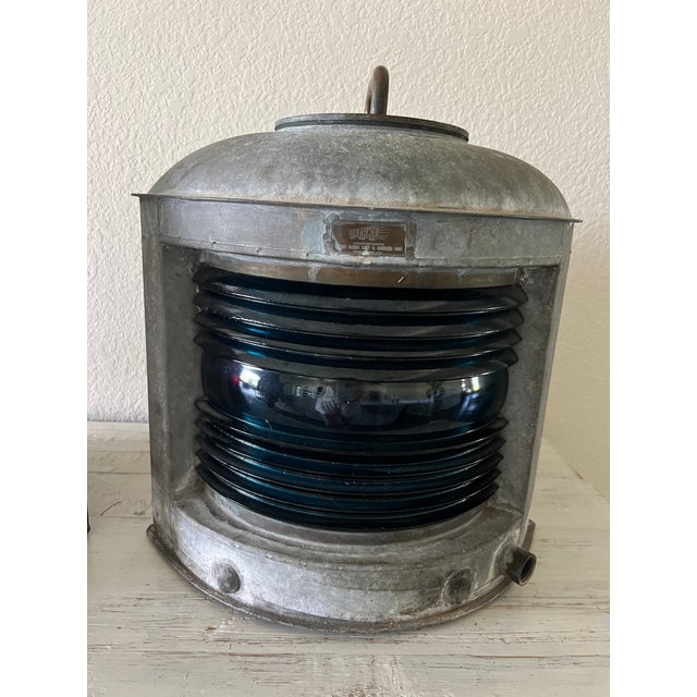 Vintage Perko Port & Starboard Ship Lanterns – Galvanized Steel, Fresnel Glass Pair of authentic vintage Perko navigation...